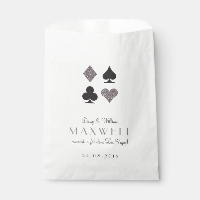 Sacolinha Destino Las Vegas Casando Silver Glitter Favor Bag (Frente)