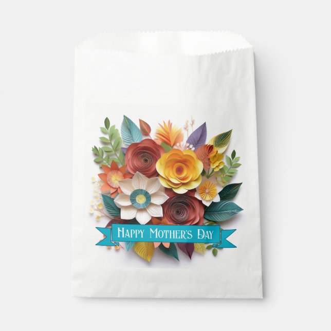 Sacolinha dia de as mães Floral de Arte em Papel 3D (Frente)
