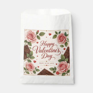Sacolinha Dia dos Namorados Rosas Vermelhas Barras de Chocol