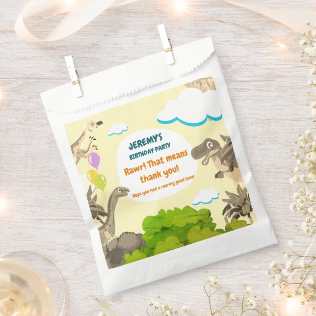 Sacolinha Dino Festa de aniversário Favor Bolsas (Cortado)