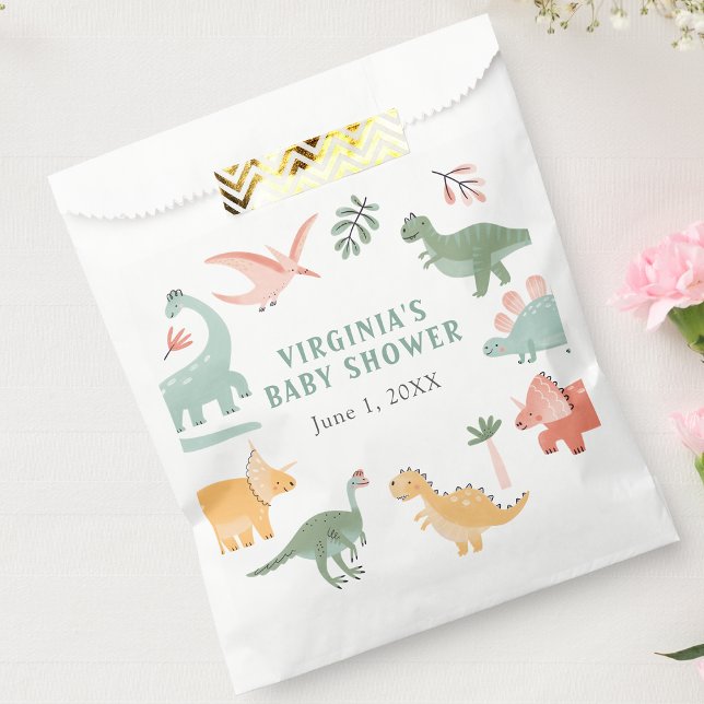 Sacolinha Dinossauro (Dinosaur Theme Decor Baby Shower Favor Bag by Painted Paperie
)