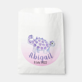 Sacolinha Dinossauro em aquarela roxo fofo com personalizado