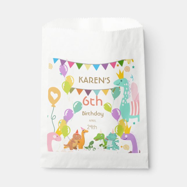 Sacolinha Dinossauro Whimsical Princesa Birthday (Frente)