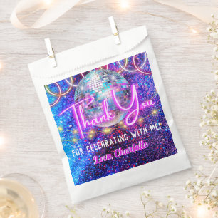 Sacolinha Disco Ball Bright Neon Pink Brilhante Obrigado