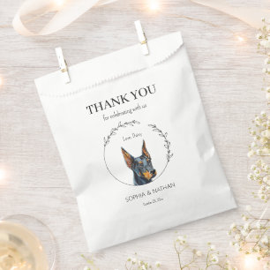 Sacolinha Doberman Pinscher Wedding Obrigado A Favor Bag