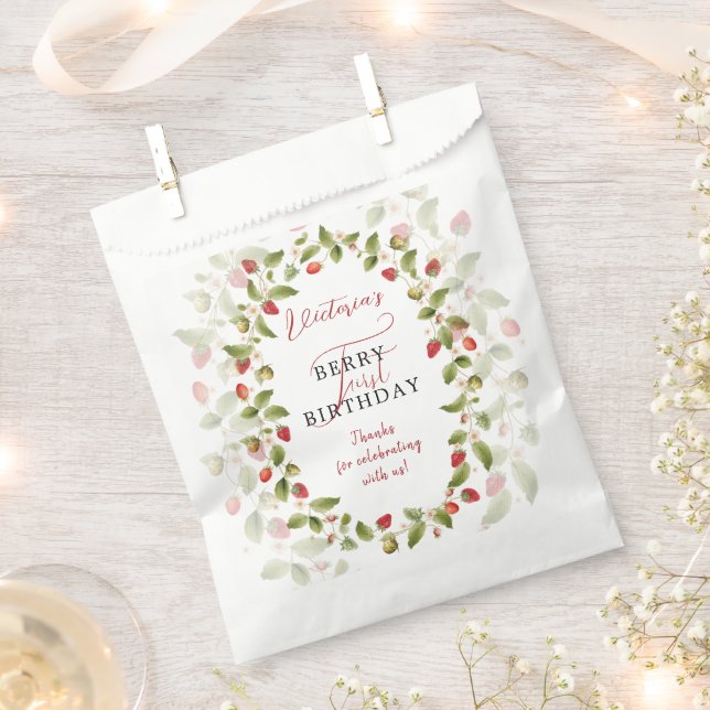 Sacolinha Doce Fresco Morango Silvestre Primeiro Aniversário (Cortado)