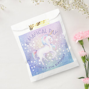 Sacolinha Doce Rainbow Unicorn Glittery Nome da Festa de ani