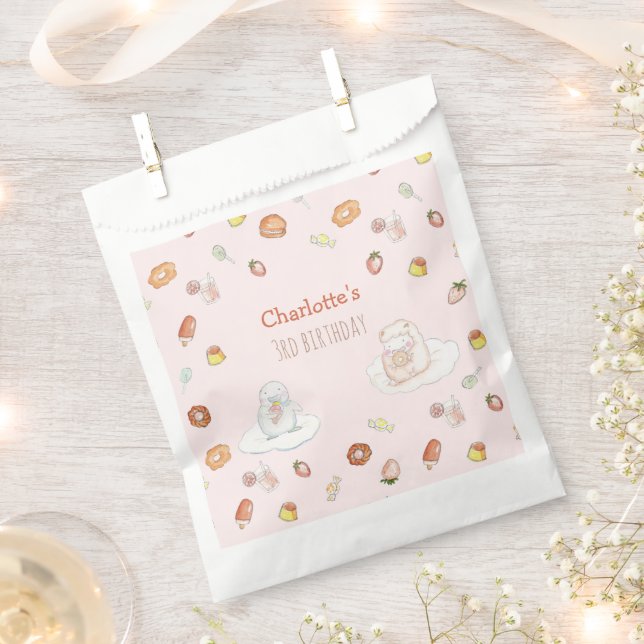 Sacolinha Doentes do Aniversário de criança, cor-de-rosa, do (Cortado)