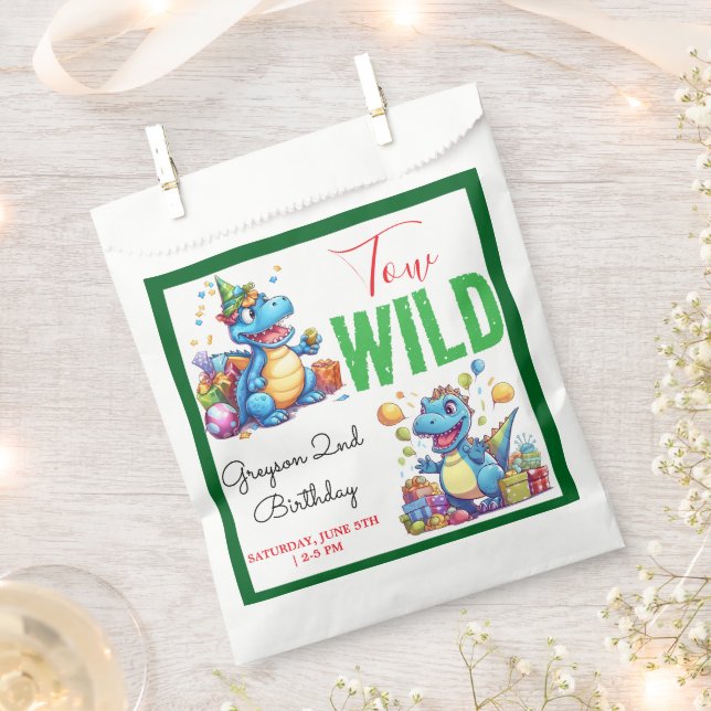 Sacolinha Dois segundo aniversário de Dinossauro do Partido  (Cortado)