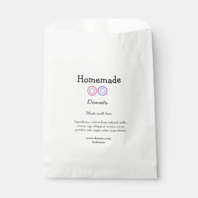 Sacolinha Donuts caseiros feitos com amor adicione texto sit (Frente)
