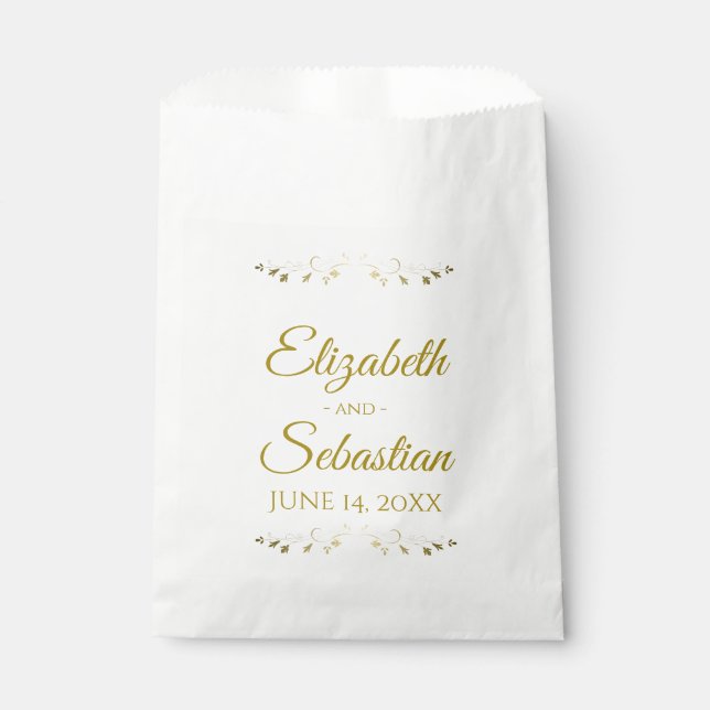 Sacolinha Dourada Faux Foil Wedding Favor Bolsas (Frente)