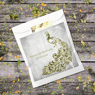Sacolinha Dourado Casamento Botânico de Peacock Favorecendo