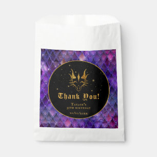Sacolinha Dragão Roxo Escala Dourado Aniversário Obrigado