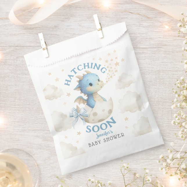 Sacolinha Dragon Baby Shower Boy Blue Hatching Soon (Cortado)