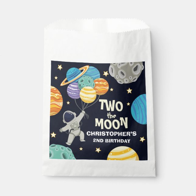 Sacolinha Duas da lua Festa do segundo aniversário Azul do E (Frente)