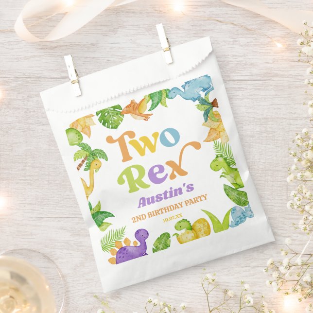 Sacolinha Duas segundos Rex Dinossaur Segunda Festa de anive (Cortado)