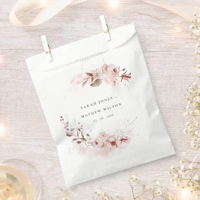 Sacolinha Dusky Fall Marsala Blush Floral Wreath Weds (Cortado)