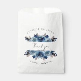 Sacolinha Dusty Blue e Marinho Floral Obrigado