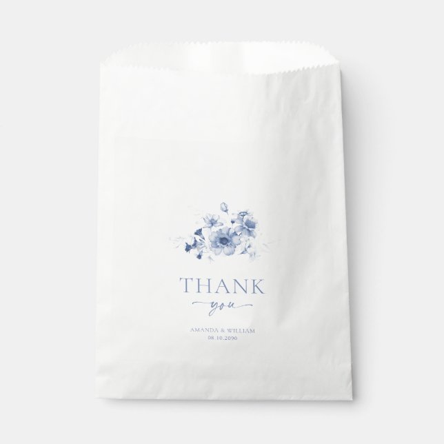 Sacolinha Dusty Blue Floral Weding Favor Bag (Frente)