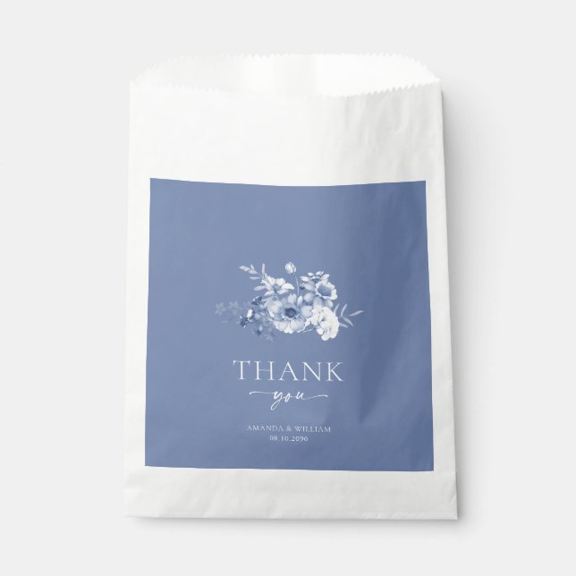 Sacolinha Dusty Blue Floral Weding Favor Bag (Frente)