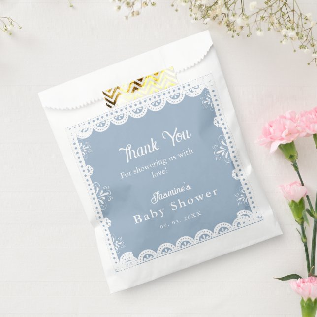 Sacolinha Dusty Blue mexicano chá de fraldas papel picado (Selado)