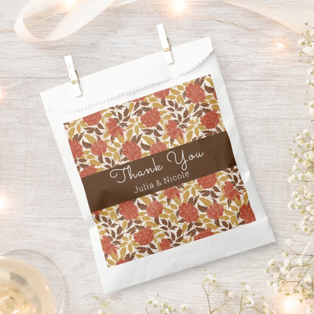 Sacolinha Dusty Brunt Orange Peony Flowers Casamento outono (Cortado)