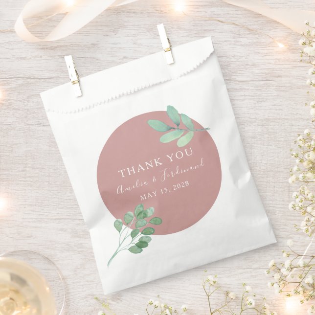 Sacolinha Dusty Rosa Eucalyptus Wedding Favor Gift Bag (Cortado)