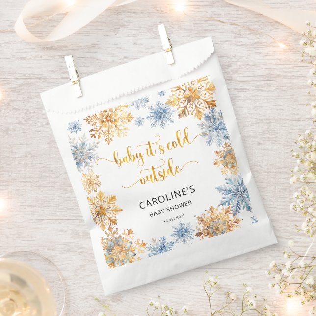 Sacolinha É frio fora do Ouro Flocos de neve bebê (Cortado)