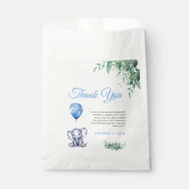 Sacolinha É um Chá de fraldas azul de um elefante