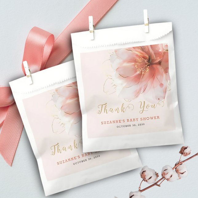 Sacolinha É um Chá de fraldas Dourado Floral Moderno Rosa (Criador carregado)