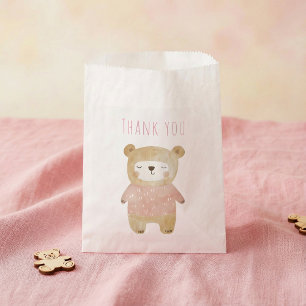 Sacolinha É um Chá de fraldas rosa de Urso Bonito, Aquarela