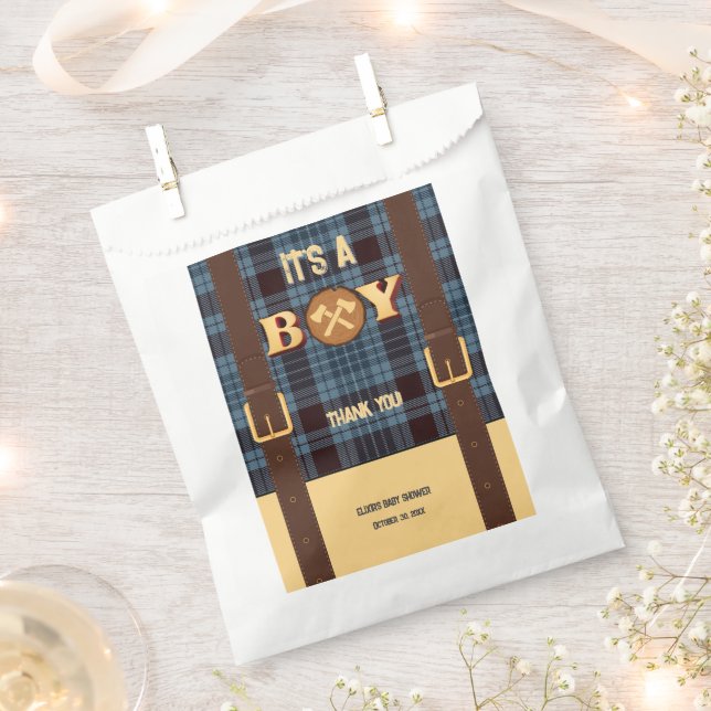 Sacolinha É um garoto Rustic Lumberjack Flannel Chá de frald (Cortado)