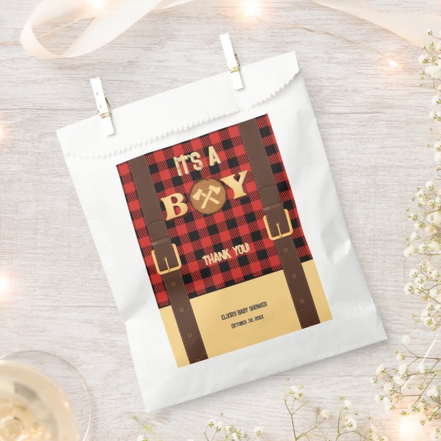 Sacolinha É um garoto Rustic Lumberjack Flannel Chá de frald (Cortado)