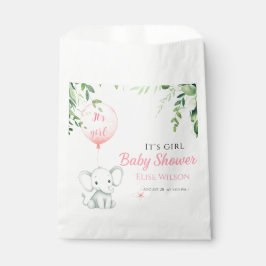 Sacolinha É uma garota! Pequeno elefante bonito com balão