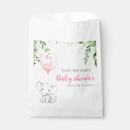 Sacolinha É uma garota! Pequeno elefante bonito com balão