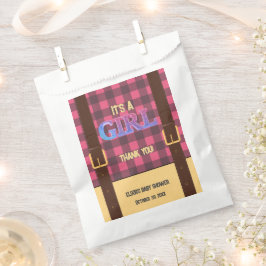 Sacolinha É uma menina Rustic Lumberjack Flannel Chá de fral