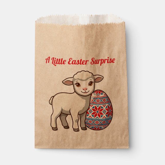 Sacolinha  Easter Lamb Favor Bag - Retro Glossy Style (Frente)