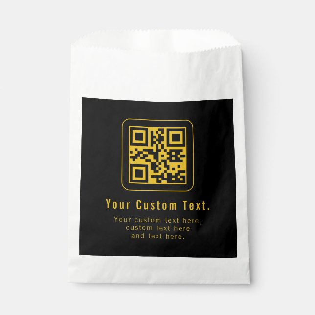 Sacolinha Editable QR Code & Text Template | Black & Gold (Frente)