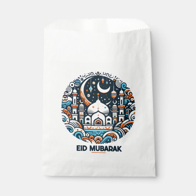 Sacolinha Eid Mubarak Crescente Decorrido Colorida (Frente)