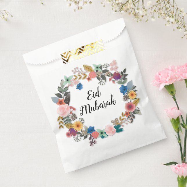 SACOLINHA EID MUBARAK FLORAL WREATH FAVOR BOLSAS (Selado)