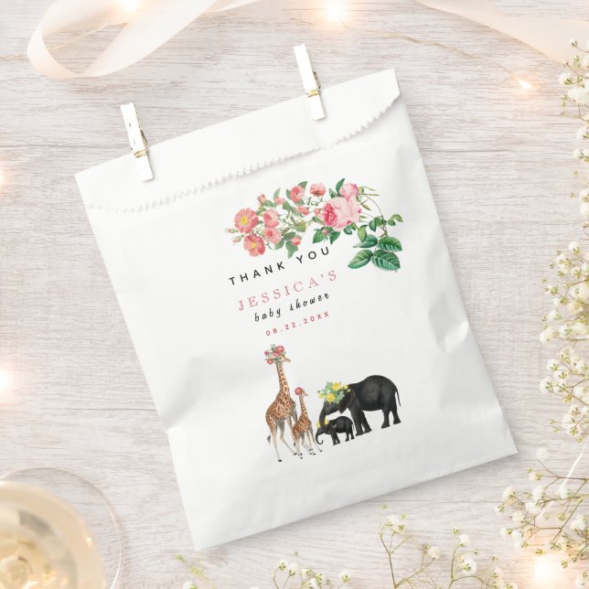 Sacolinha Elefante Bonito e Rapariga Chá de fraldas Floral G (Cortado)