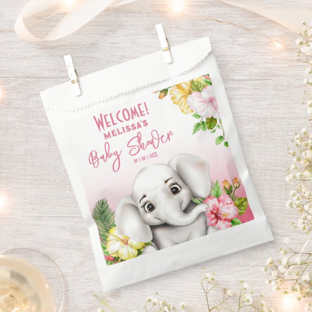 Sacolinha Elefante Safari Chá de fraldas Tropical da Selva (Cortado)