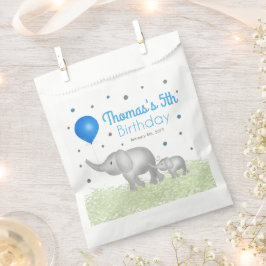 Sacolinha Elefantes de Aquarela Adoráveis Garoto de Aniversá