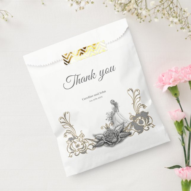 Sacolinha Elegância em prata e preto. (Selado)