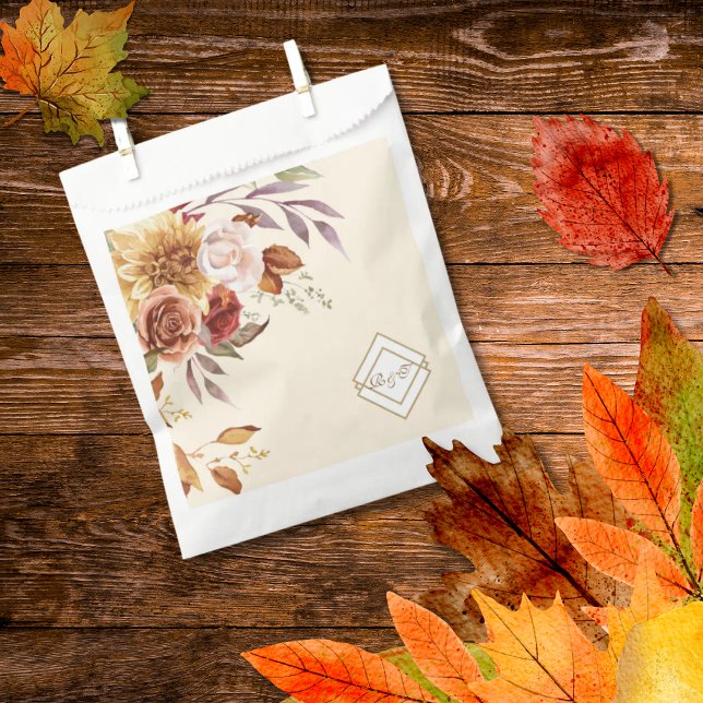 Sacolinha Elegant Autumn Watercolor Floral Wedding  (Criador carregado)