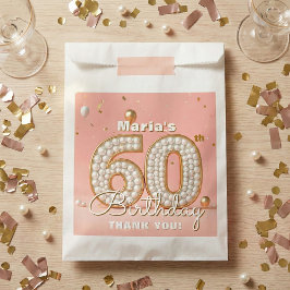 Sacolinha Elegant Blush Pink Pearl And Gold 60th Birthday