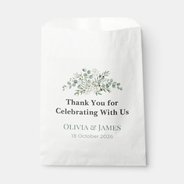 Sacolinha Elegant Botanical Wedding Favor Bags (Frente)