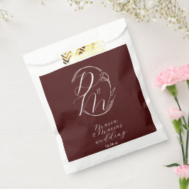 Sacolinha Elegant Delicate Floral Wedding Logo Deep Burgundy
