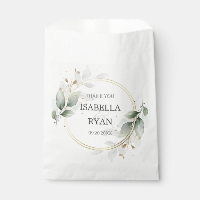 Sacolinha ELEGANT Greenery deixa casamento Dourado (Frente)
