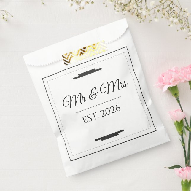 Sacolinha Elegant Mr & Mrs Wedding Modern Minimalist Favor (Selado)